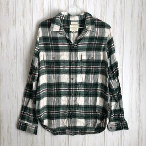 aeo Ahhmazingly Soft Flannel Plaid Green Wht Shirt